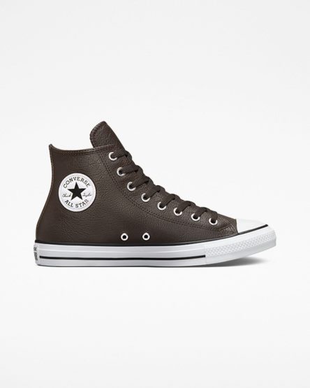 Men's Converse Chuck Taylor All Star Tumbled Leather High Top Shoes Brown / White / Black | AU 6C5E0V